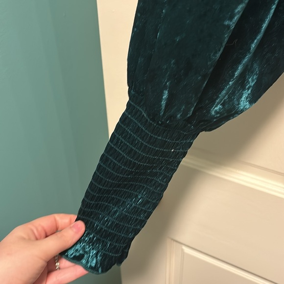NWOT Green Velvet Cropped Blouse - Picture 3 of 8